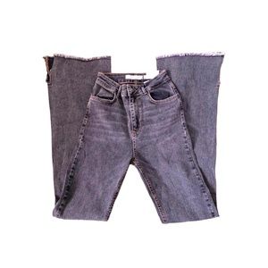 subdued greyish black soft flare jeans